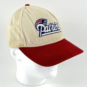 VTG 90s Patriots Football cap hat Beige red brim Team NFL American needle RARE